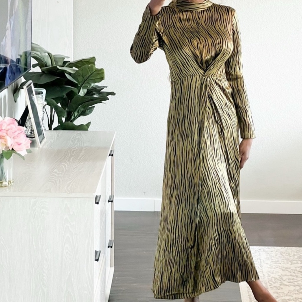 Zuma Maxi Petersyn Chic Long Sleeve Zebra Print Dress